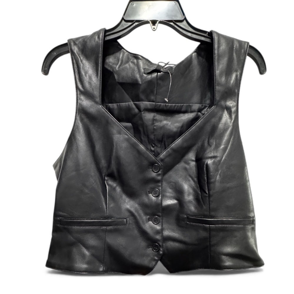 Black faux Leather Women's Vest size large